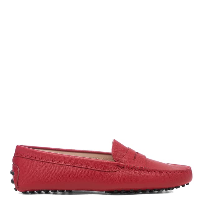 Tod's Red Leather Gomino Driving Loafers