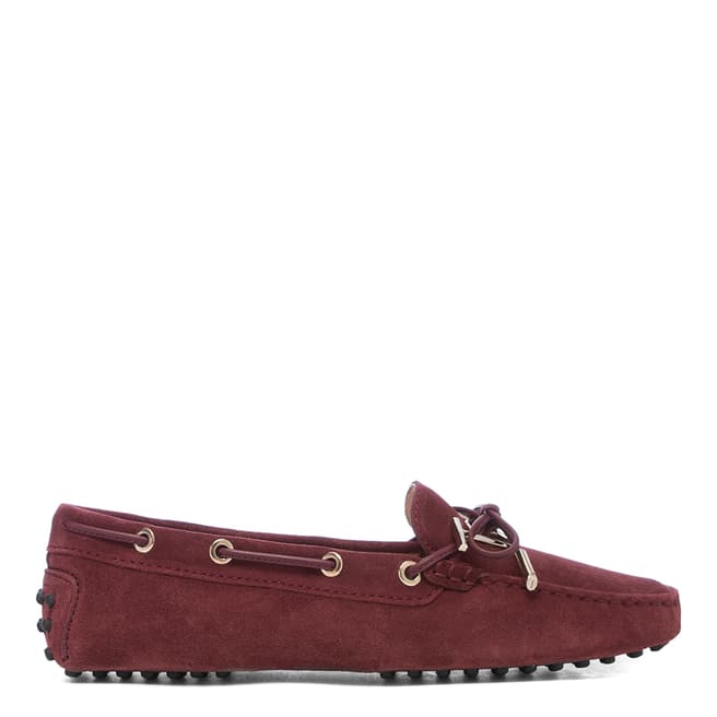 Tod's Dark Red Suede Gomino Driving Loafers