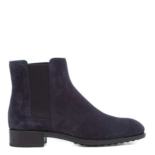 Tod's Blue Suede Tronchetto Ankle Boots