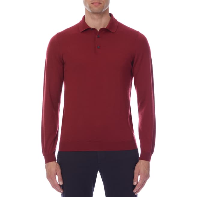 BOSS Red Bono Long Sleeve Wool Polo Shirt