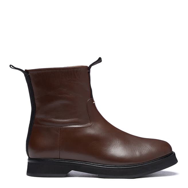 Joseph Brown/Black Tabs Leather Ankle Boots