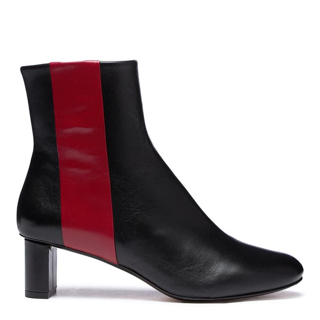 Joseph Black/Red Leather Ankle Bootie