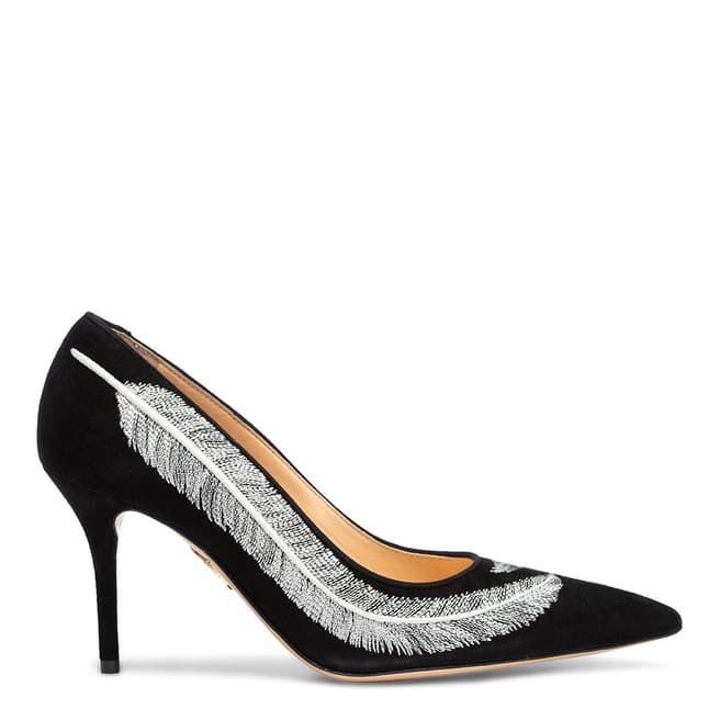 Charlotte Olympia Black Suede Emilia Feather Court Pump