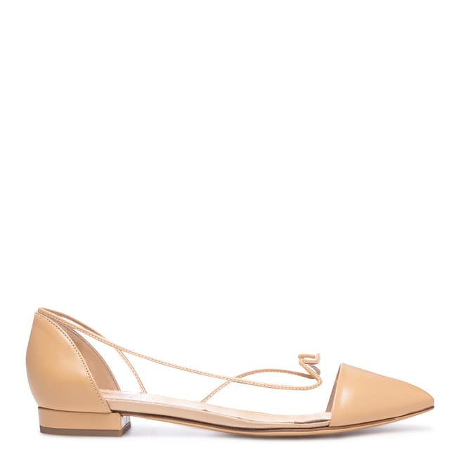 Charlotte Olympia Beige Leather Transparent Ballet Flats