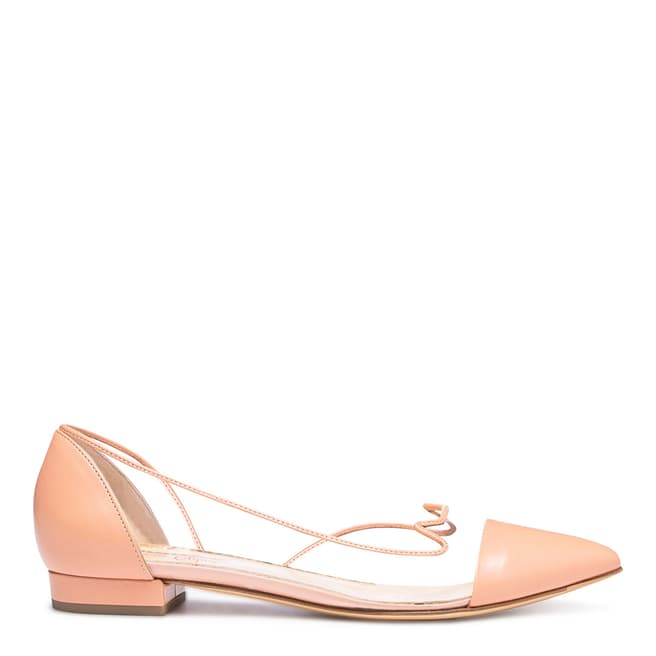 Charlotte Olympia Pale Pink Leather Transparent Ballet Flats