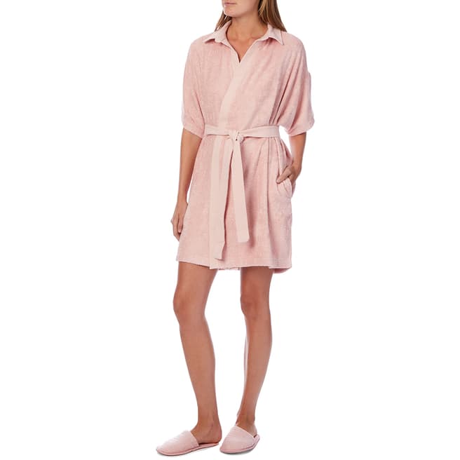 Cottonreal Rose Bamboo Cotton Terry Collared Robe And Slippers