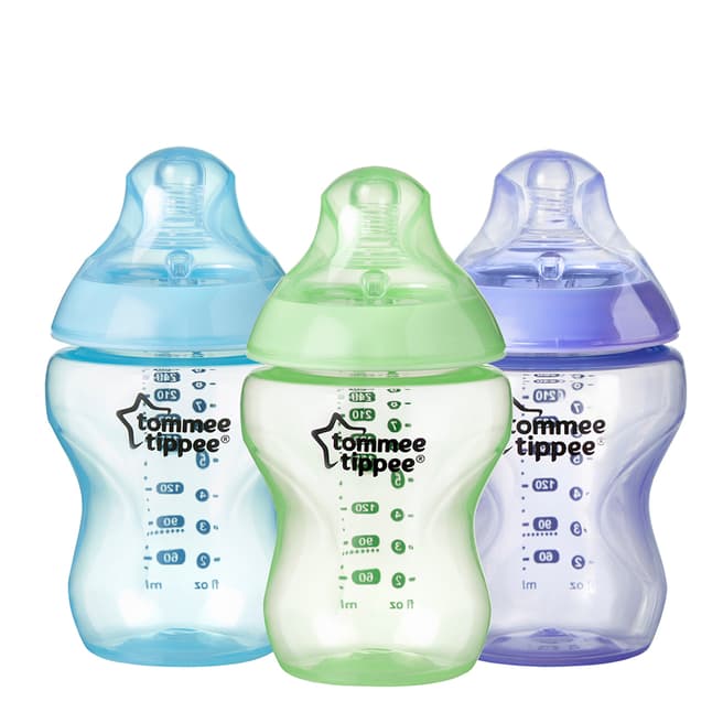 Tommee Tippee Set of 3 Blue Closer to Nature Baby Bottles 260ml