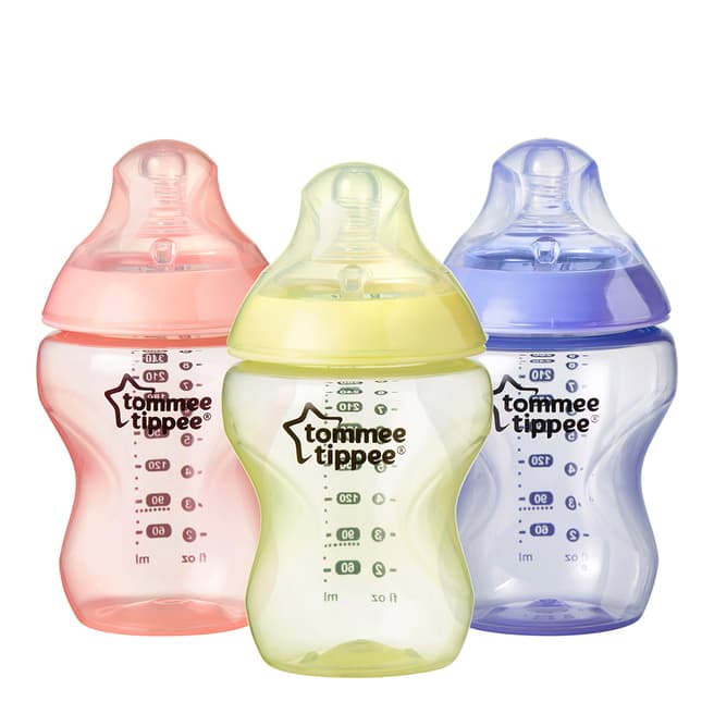 Tommee Tippee Set of 3 Pink Closer to Nature Baby Bottles 260ml