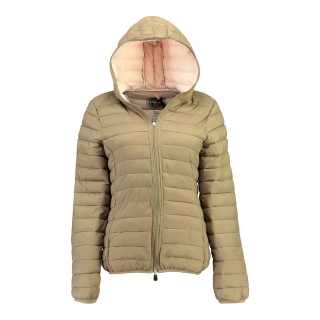 Geographical Norway Women's Taupe Lightweight Hooded Jacket