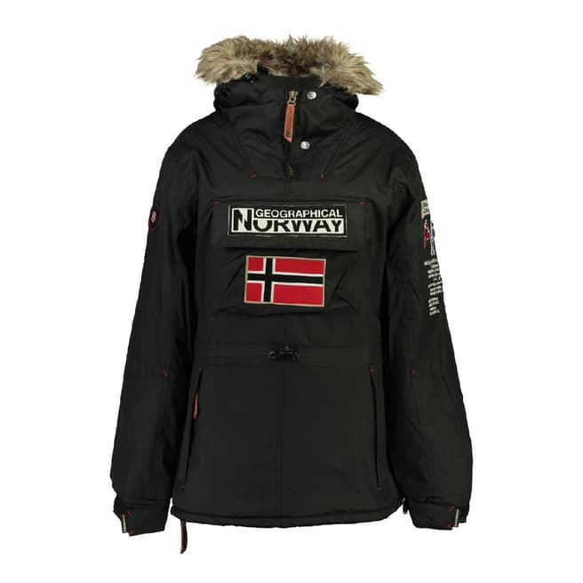 Geographical Norway Black Bridget Pull Over Parka Jacket