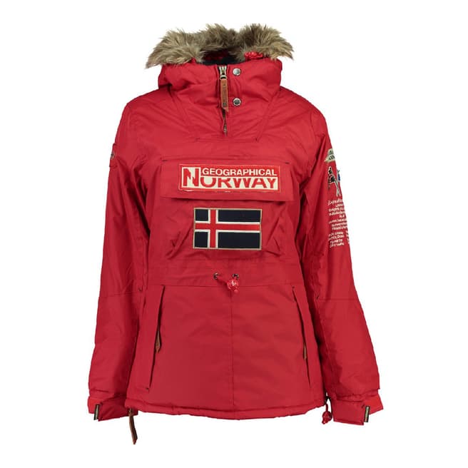 Geographical Norway Red Bridget Pull Over Parka Jacket