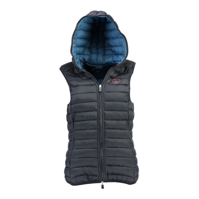 Geographical Norway Navy Vafne Hooded Quilted Gilet