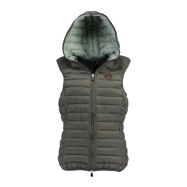 Geographical Norway Taupe Vafne Hooded Quilted Gilet