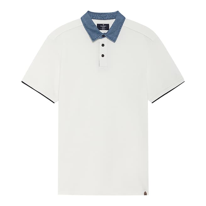 Hackett London Chalk/Denim Collar Slim Polo Shirt