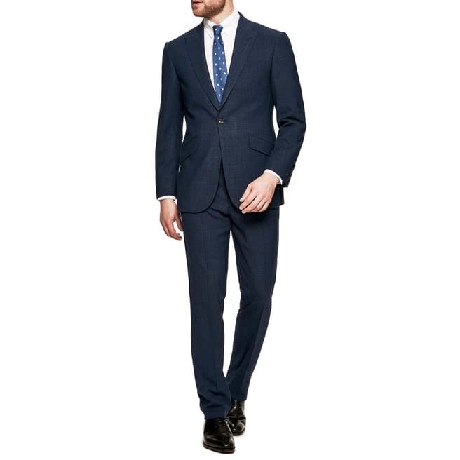 Hackett London Dark Blue Mayfair Wool Silk Suit