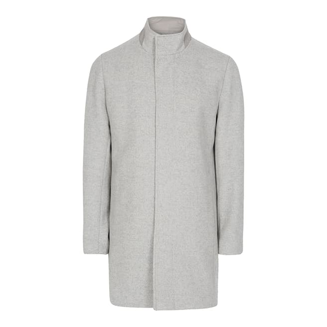 Reiss Grey Kensal Herringbone Wool Blend Coat