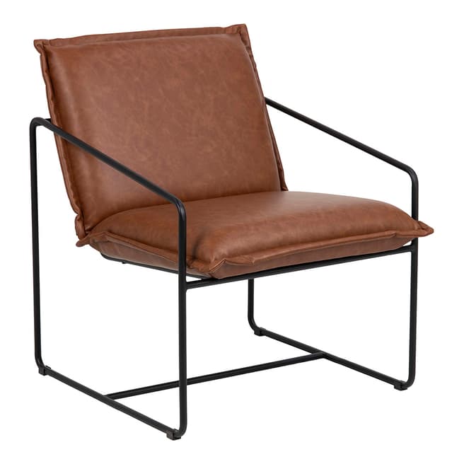 Actona Sheba Resting Chair, Leather Look Retro Brandy