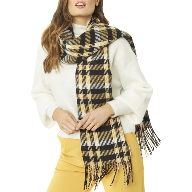 JayLey Collection Black/Yellow Check Cashmere Blend Scarf