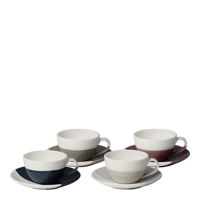 Royal Doulton Set of 4 Coffee Studio Flat White Cups and Saucers, 175ml