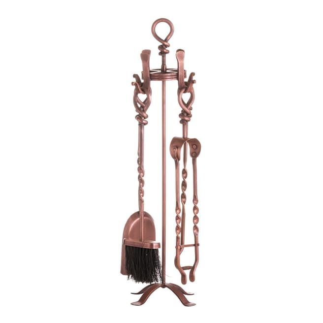 Hill Interiors Hand Turned Loop Top Companion Set Copper Finish