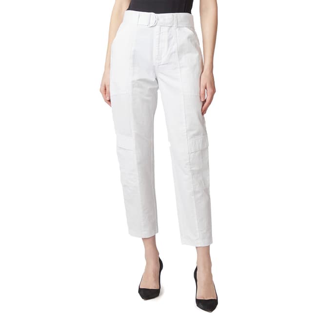 J Brand White Athena Surplus Cotton/Linen Trousers