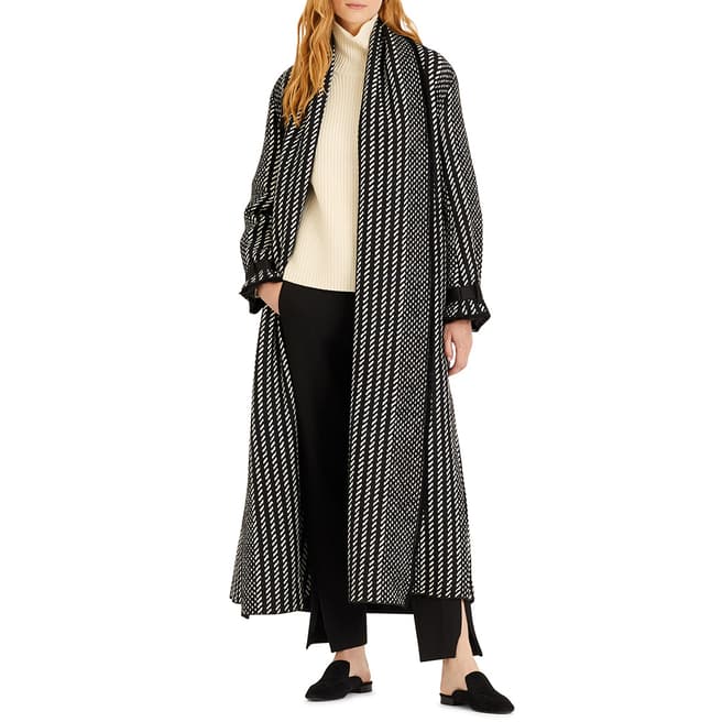 Amanda Wakeley White Check Jumbo Wool Blend Coat
