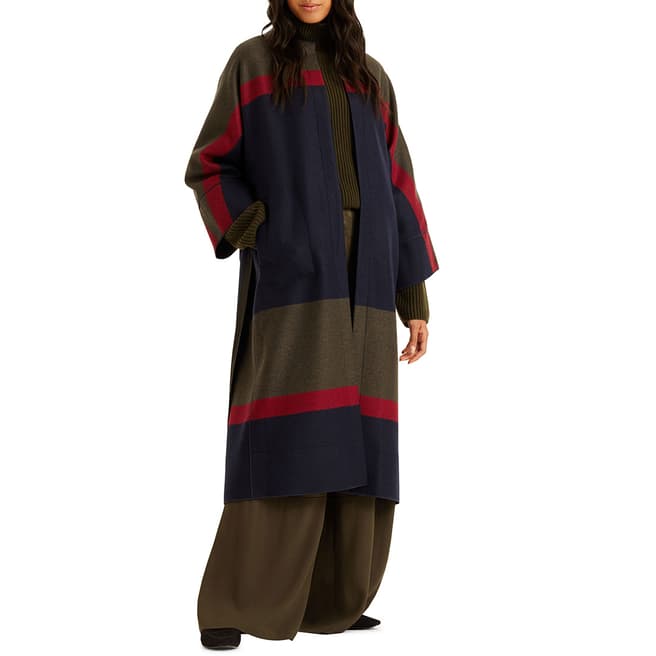 Amanda Wakeley Midnight Stripe Wool Coat