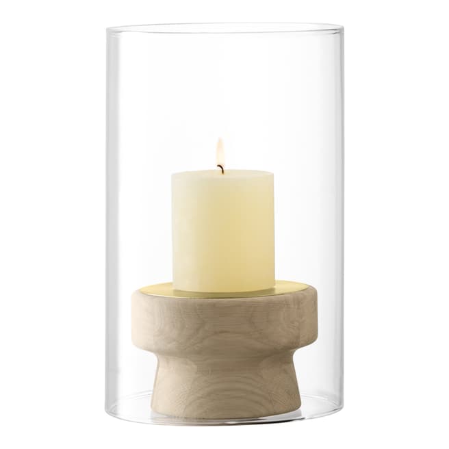 LSA Mistral Oak Candleholder & Glass Shade H25.5cm *