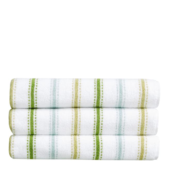 Christy Vibe Stripe Pair of Hand Towels, Green