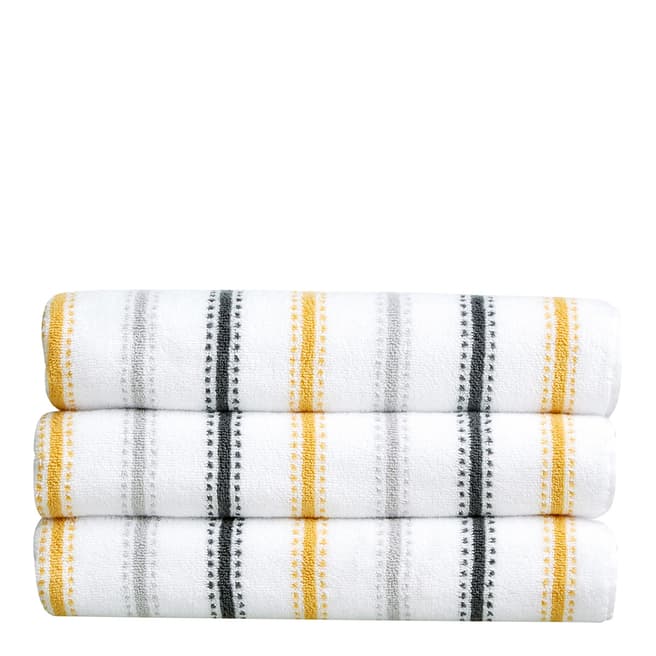 Christy Vibe Stripe Pair of Hand Towels, Ochre