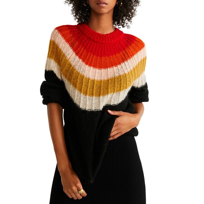 Mango Black Multicolour Knit