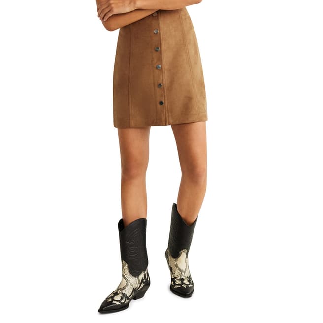 Mango Medium Brown Buttoned Miniskirt