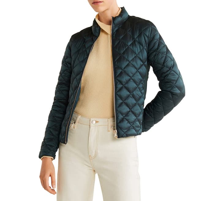 Mango Emerald Green Quilted Jacket
