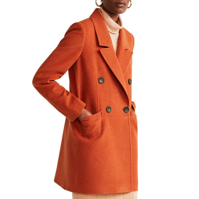 Mango Orange Structured Wool Coat