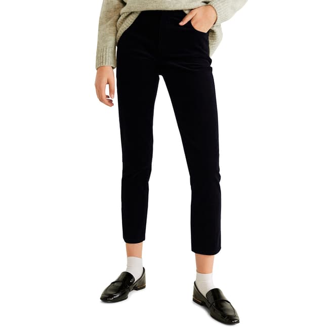 Mango Dark Navy Corduroy Slim-Fit Stretch Trousers