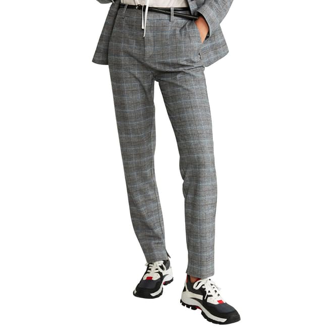 Mango Grey Check Suit Stretch Trousers