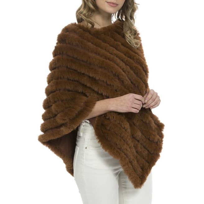 JayLey Collection Brown Cashmere Blend Poncho