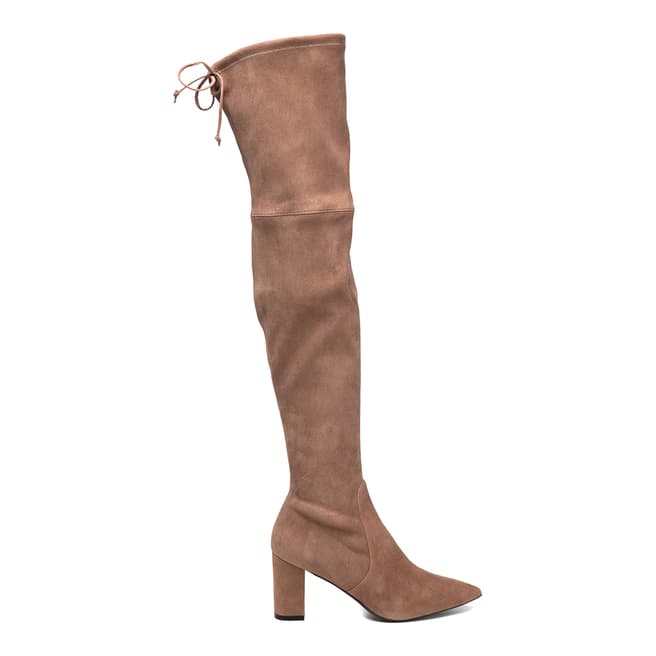 Stuart Weitzman Taupe Lesley 75 Suede Over the Knee Boots