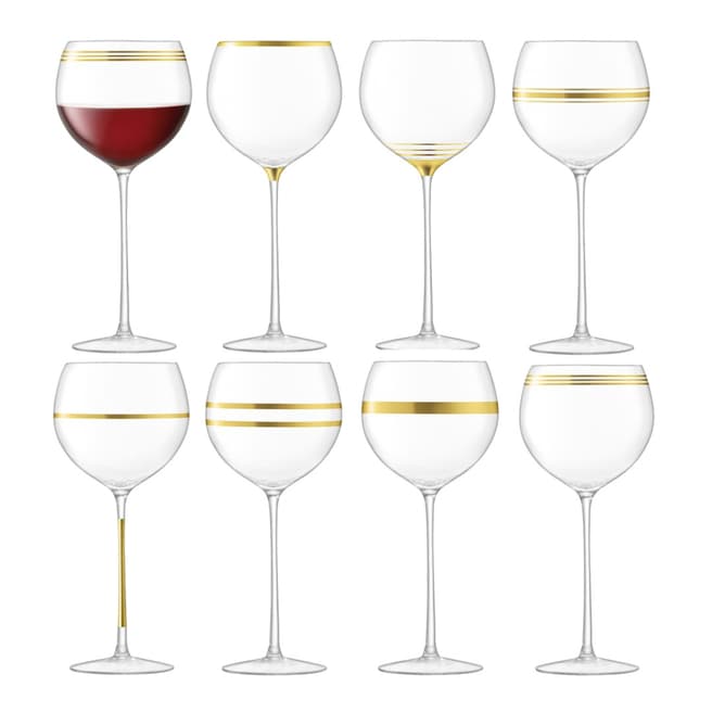 LSA Deco Wine Goblet 525ml Gold Assorted x 8