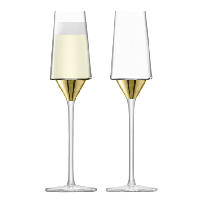 LSA Space Champagne Flute 210ml Gold x 2