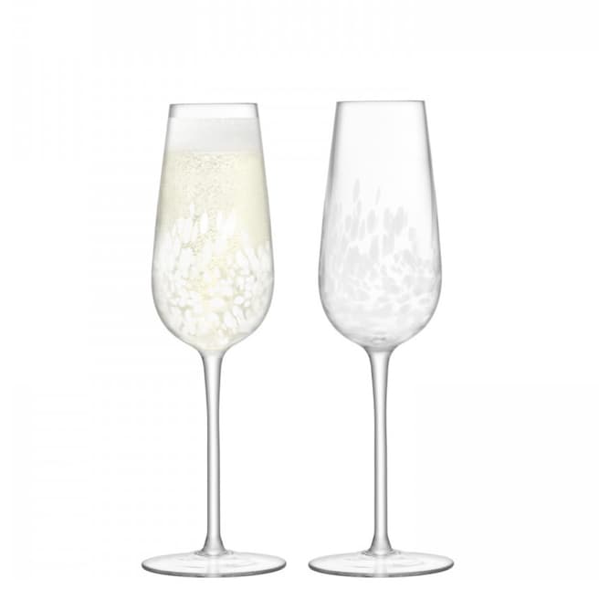 LSA Stipple Champagne Flute 250ml White Speckle x 2