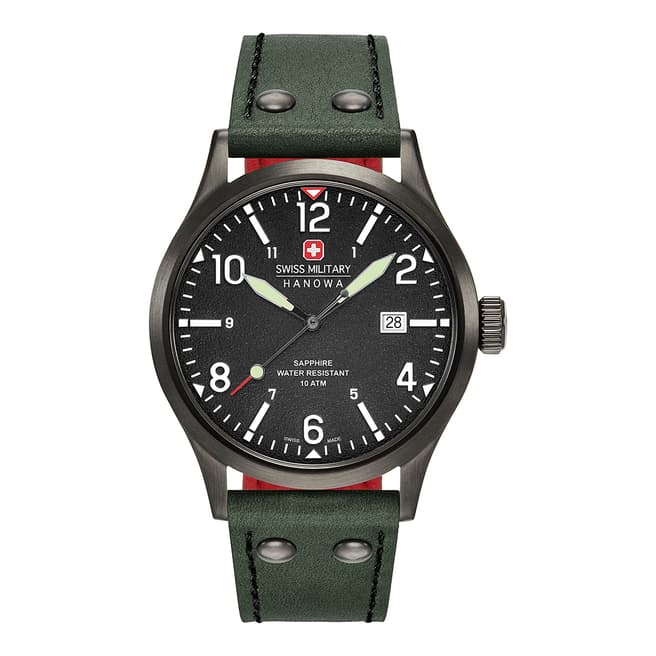 Swiss Military Dark Green Leather Watch