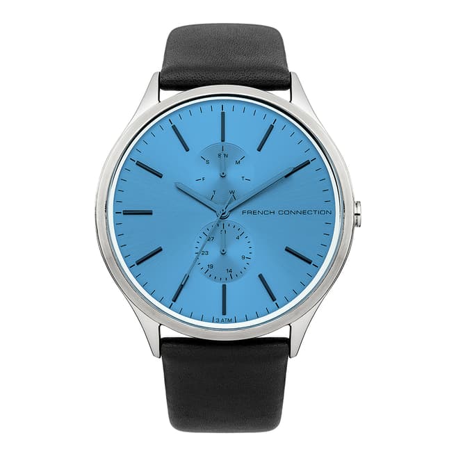 French Connection Blue Tinted Leather Strap Watch