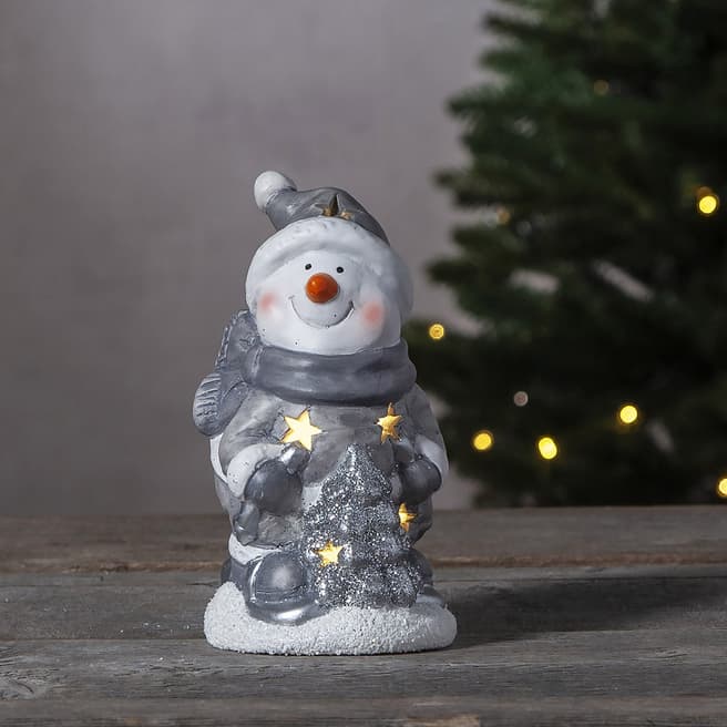 Christmas Magic Grey Snowman Figurine Friends 15cm