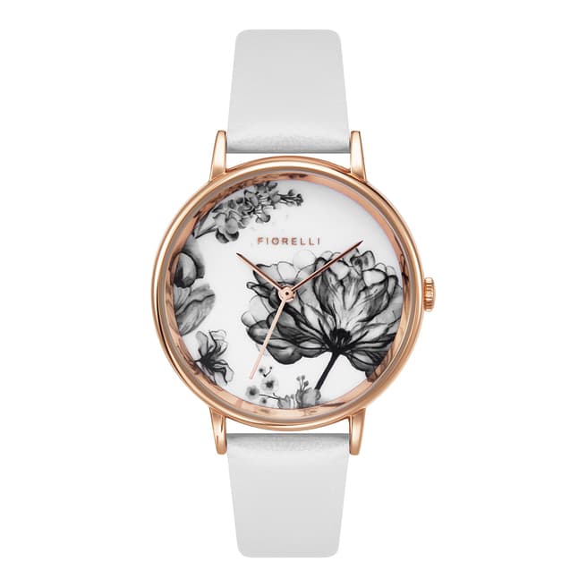 Fiorelli White Floral Dial Watch