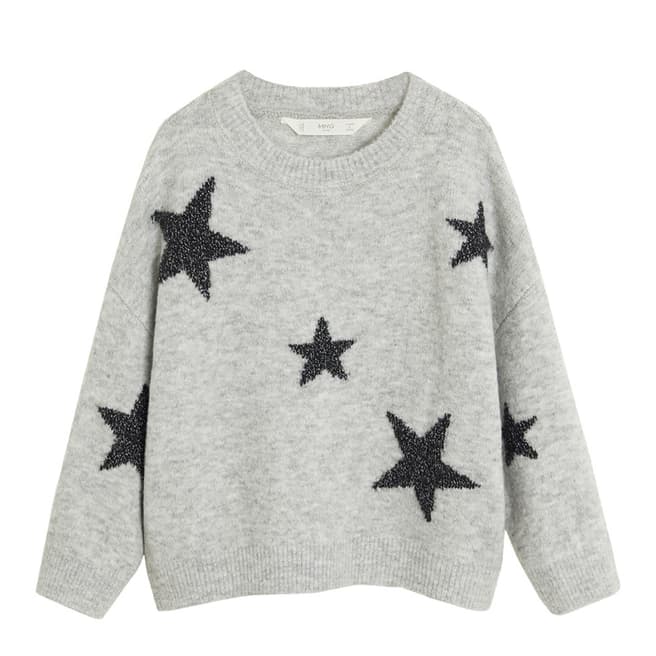 Mango Girl's Grey Stars Flecked Sweater