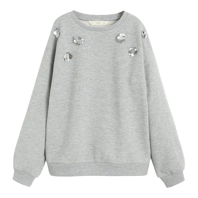 Mango Girl's Grey Sequin Appliques Sweatshirt