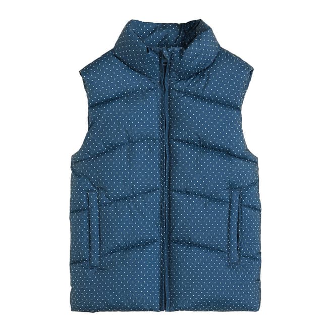 Mango Girl's Blue Printed Quilted Gilet