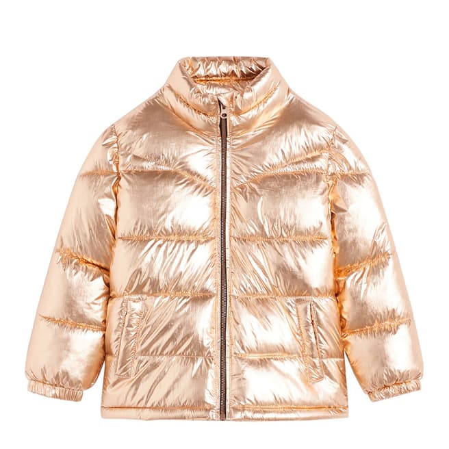 Mango Girl's Gold Metallic Puffer Jacket