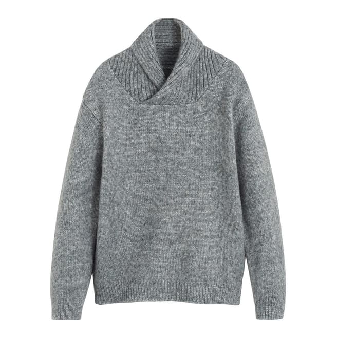 Mango Boy's Dark Heather Grey Camp-Collar Knit Sweater